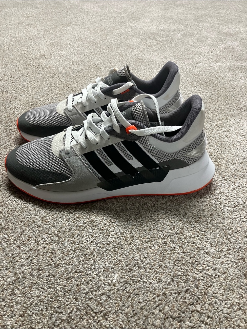 Adidas Men's Grey and Black Sneakers with Orange Accents - Picture 3 of 7